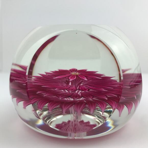 Perthshire 1972A Pink Dahlia Flower Faceted Layered Lampwork Petals Paperweight - Picture 4 of 16